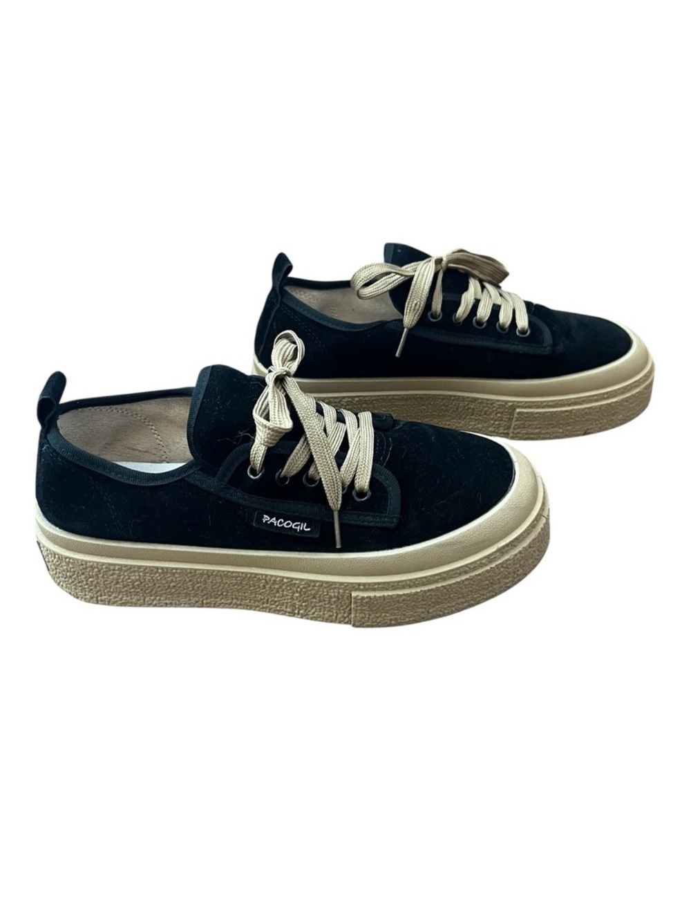 PACOGIL Black & Beige Platform Sneakers Size 40 (run a bit small)